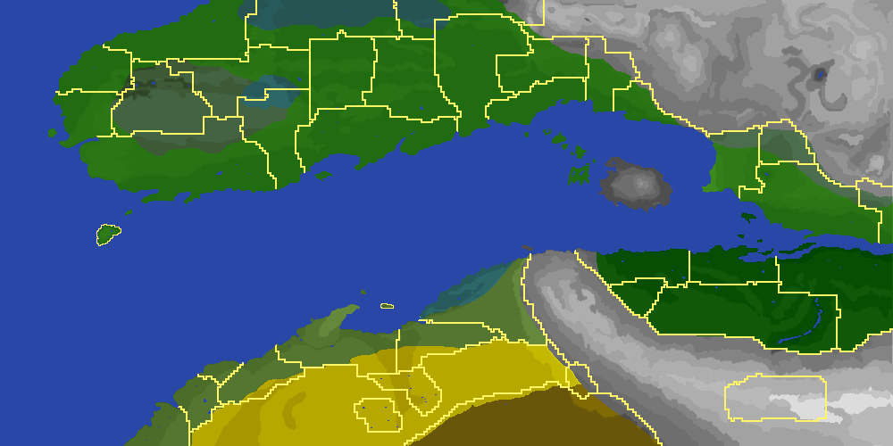 Daggerfall &quot;Climate.pak&quot; data combined with &quot;Woods.wld&quot; heightmap data for shading, borders included